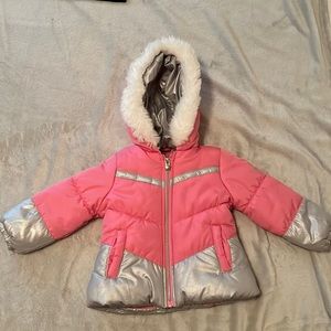 Toddler Girl London Fog Unicorn Rose Gold Puffer Coat I 2T